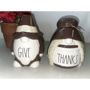 Rae Dunn Artisan by Magenta Pilgrim Figurines PAIR Give Thanks